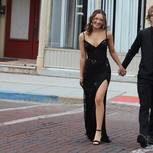 Black Sequin Evening Gown